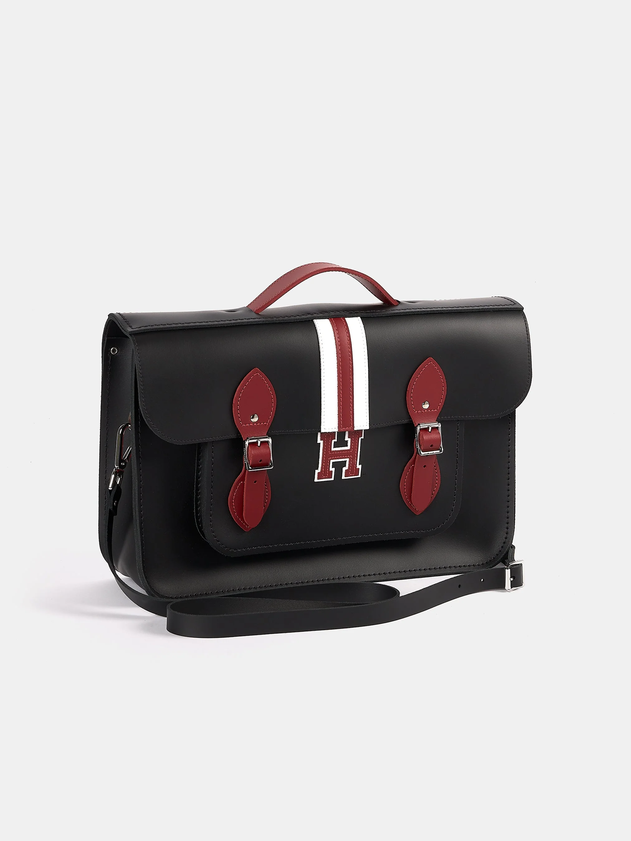 The 15 Inch Batchel - Black with Harvard Stripe - Image 4