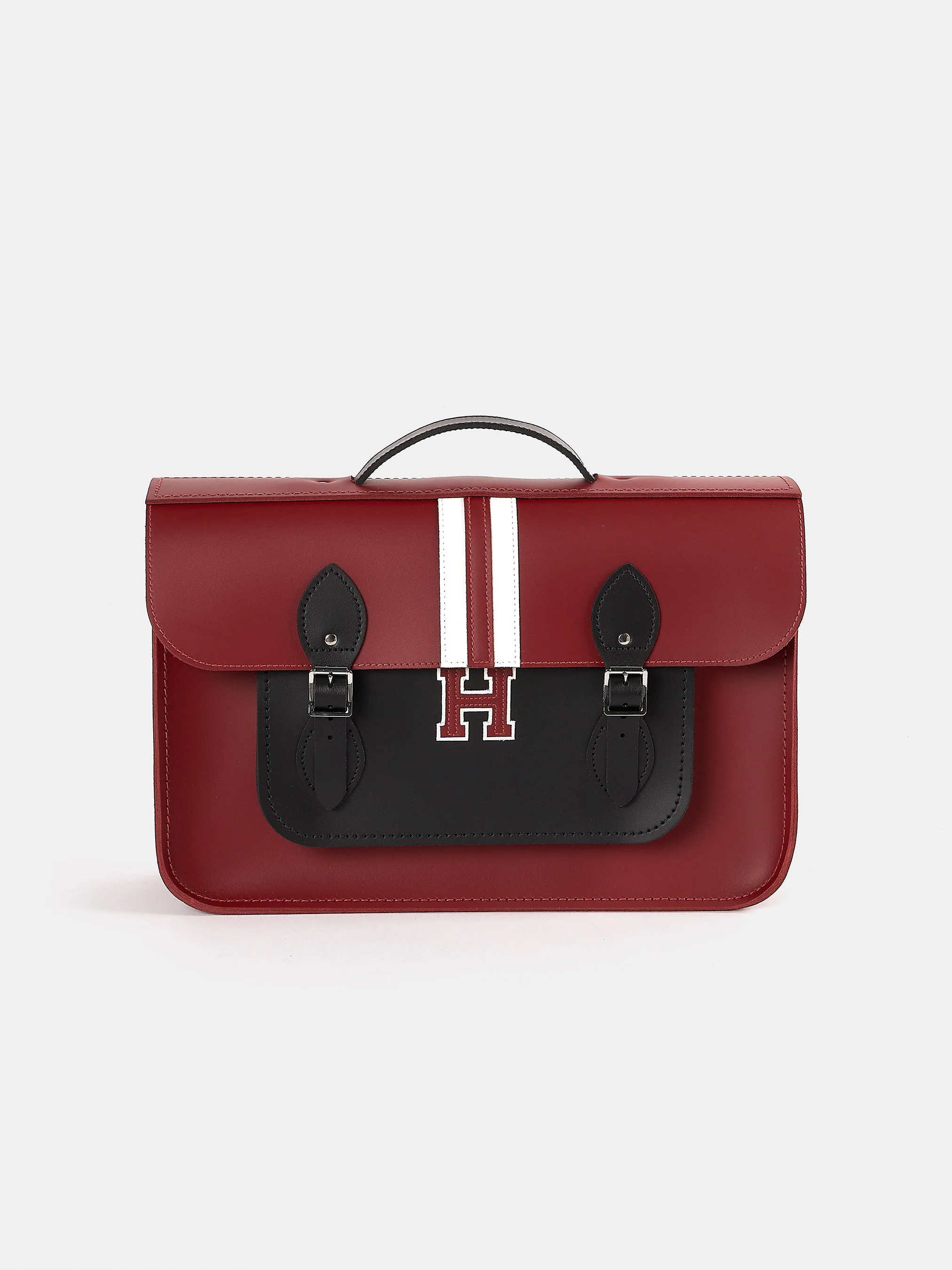 The 15 Inch Batchel - Red with Harvard Stripe