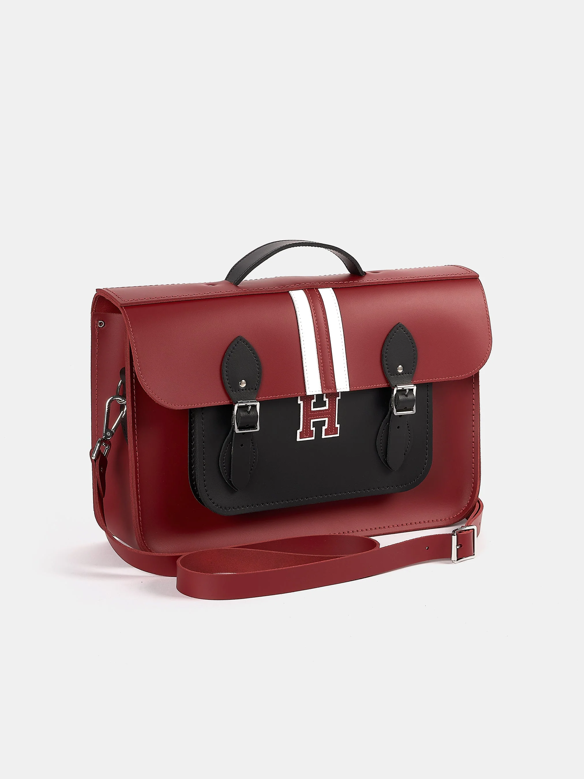 The 15 Inch Batchel - Red with Harvard Stripe - Image 4