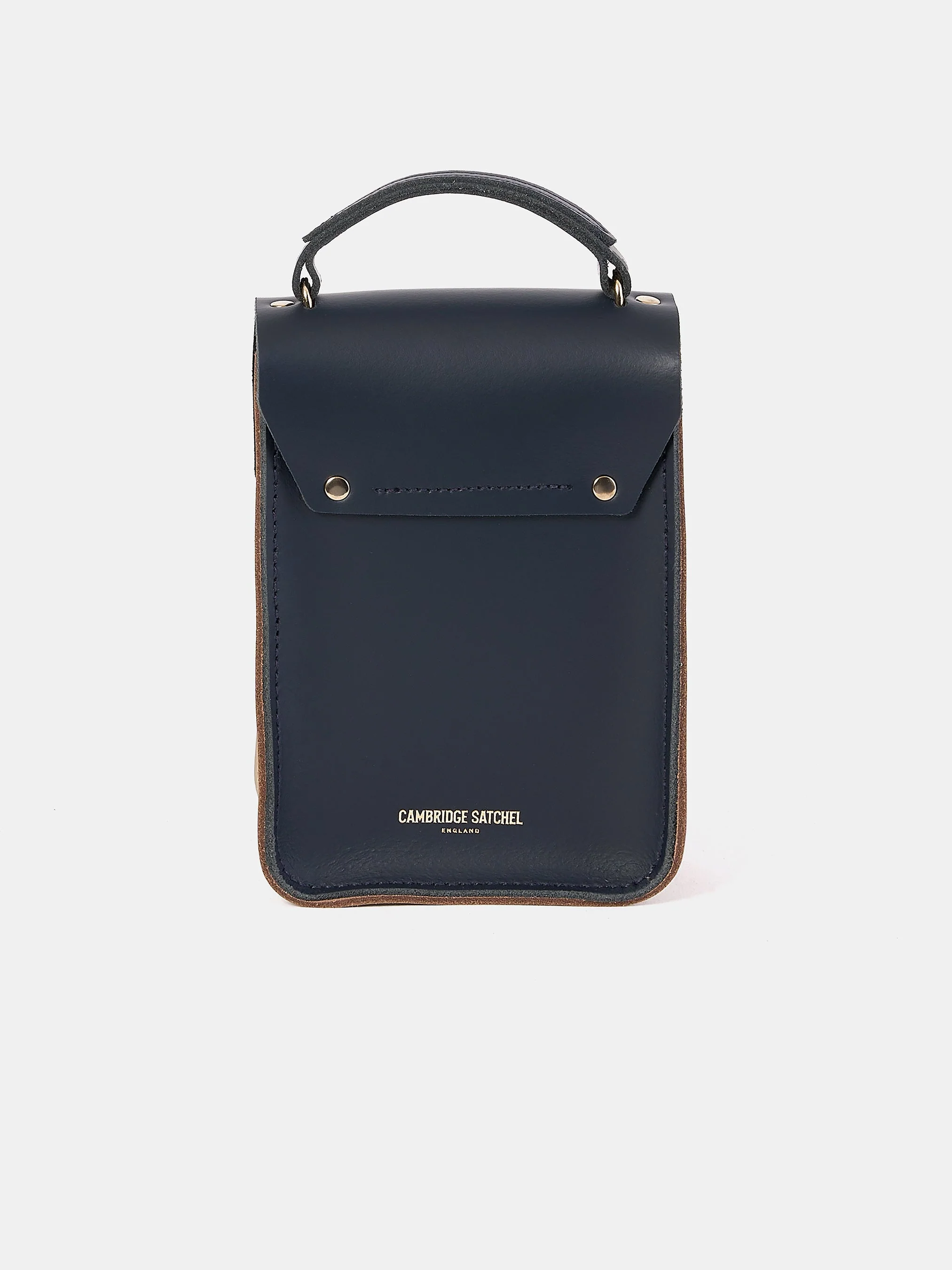 The Mini Binocular Bag - Mushroom, Navy & Red Patent - Image 3