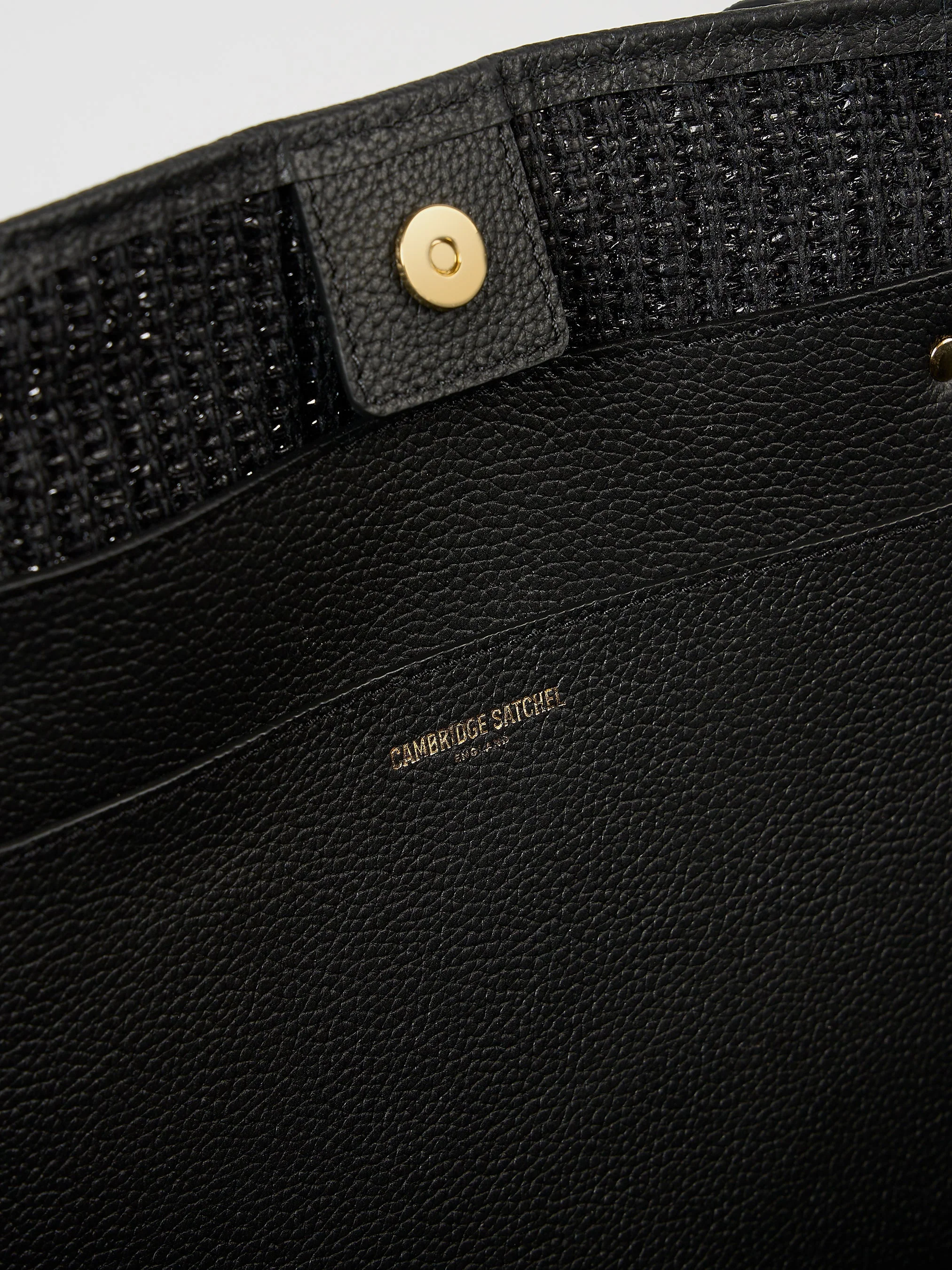 The Raffia Tote - Black Raffia & Madras Grain Leather - Image 9