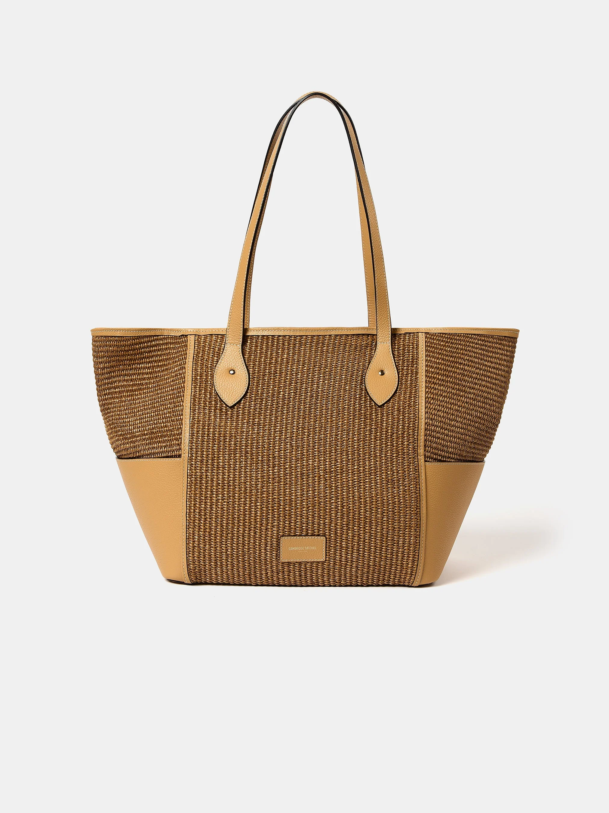 The Raffia Tote - Sand Raffia & Madras Grain Leather - Image 7