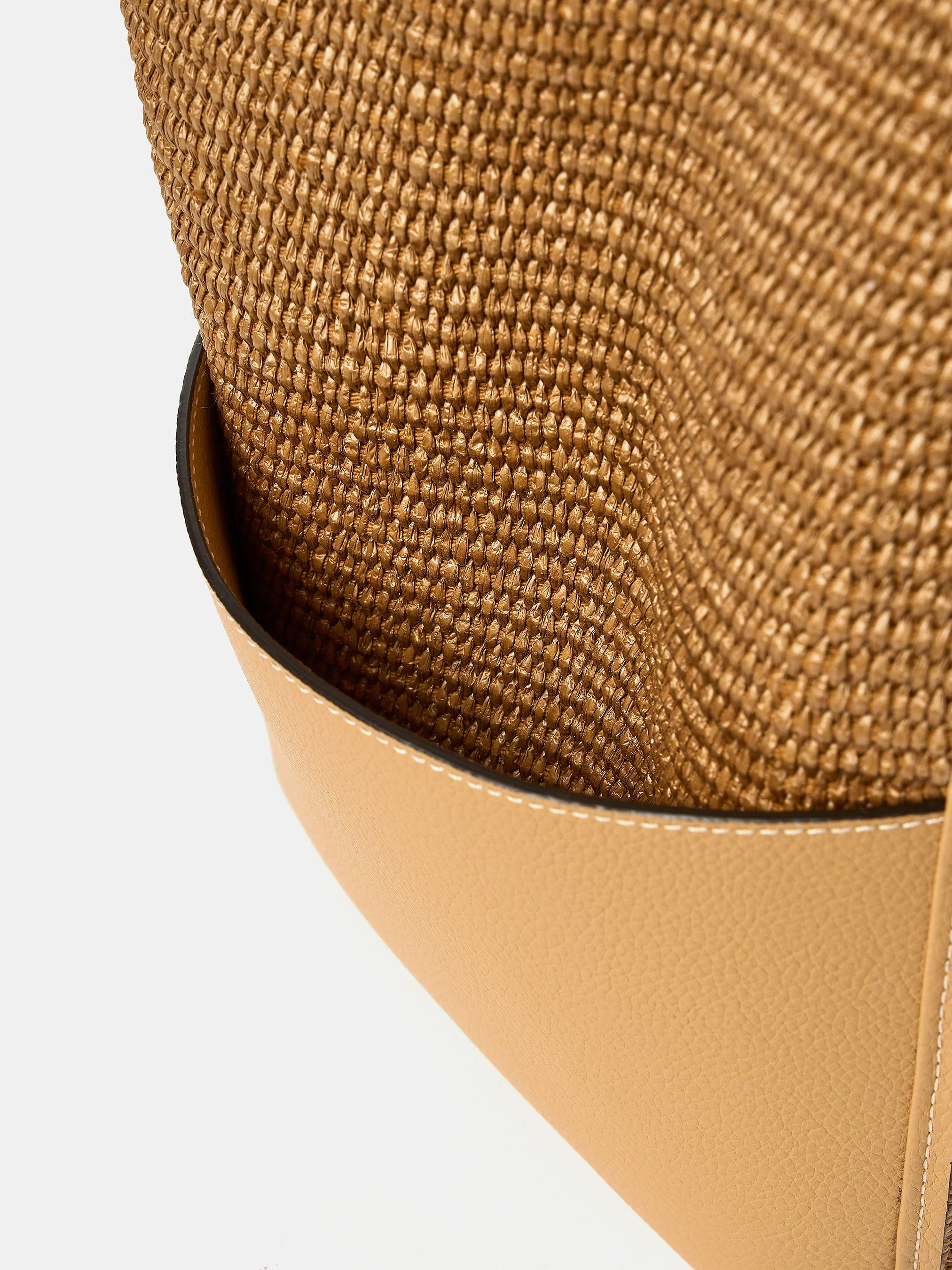 The Raffia Tote - Sand Raffia & Madras Grain Leather - Image 8