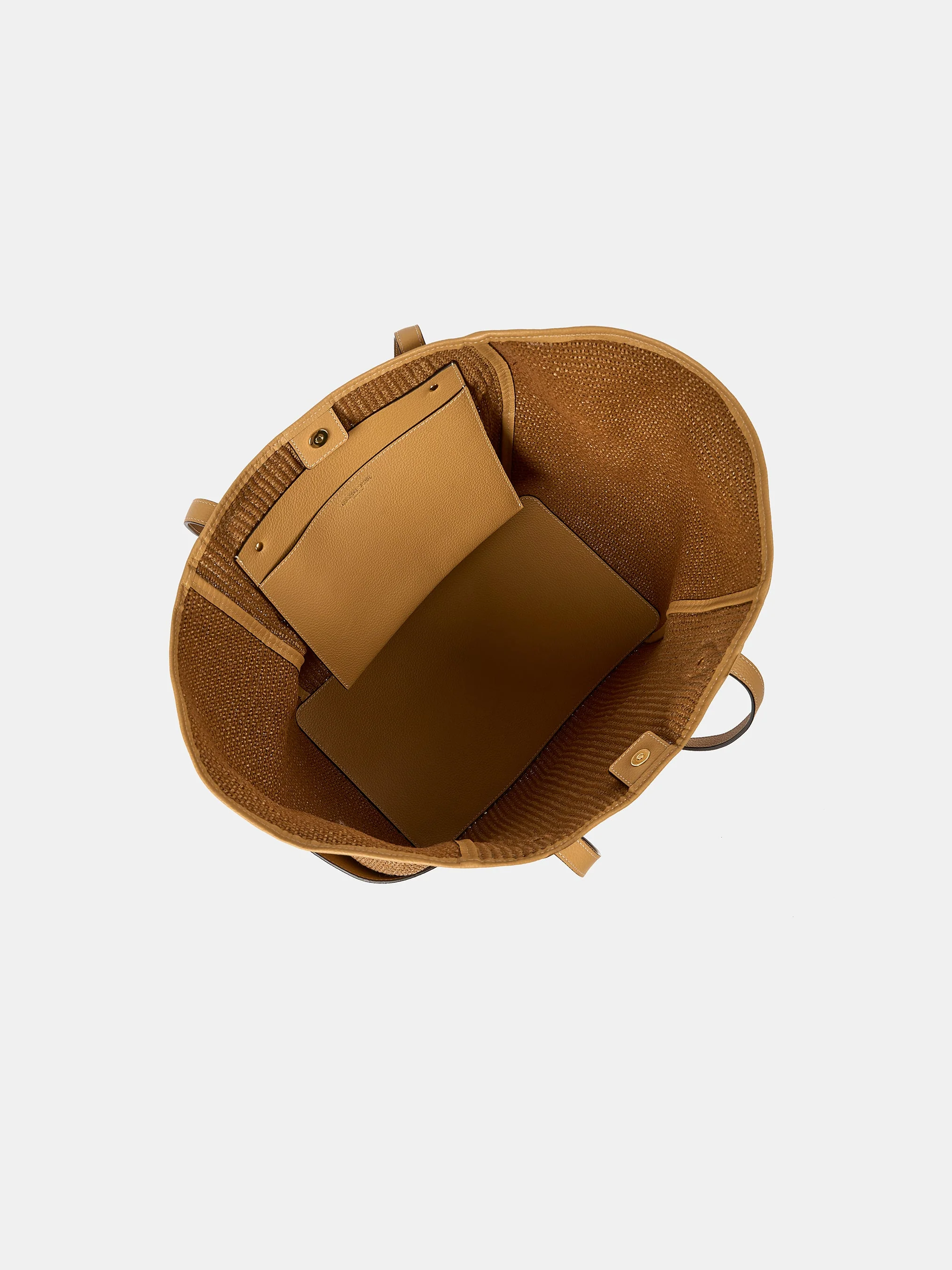 The Raffia Tote - Sand Raffia & Madras Grain Leather - Image 9