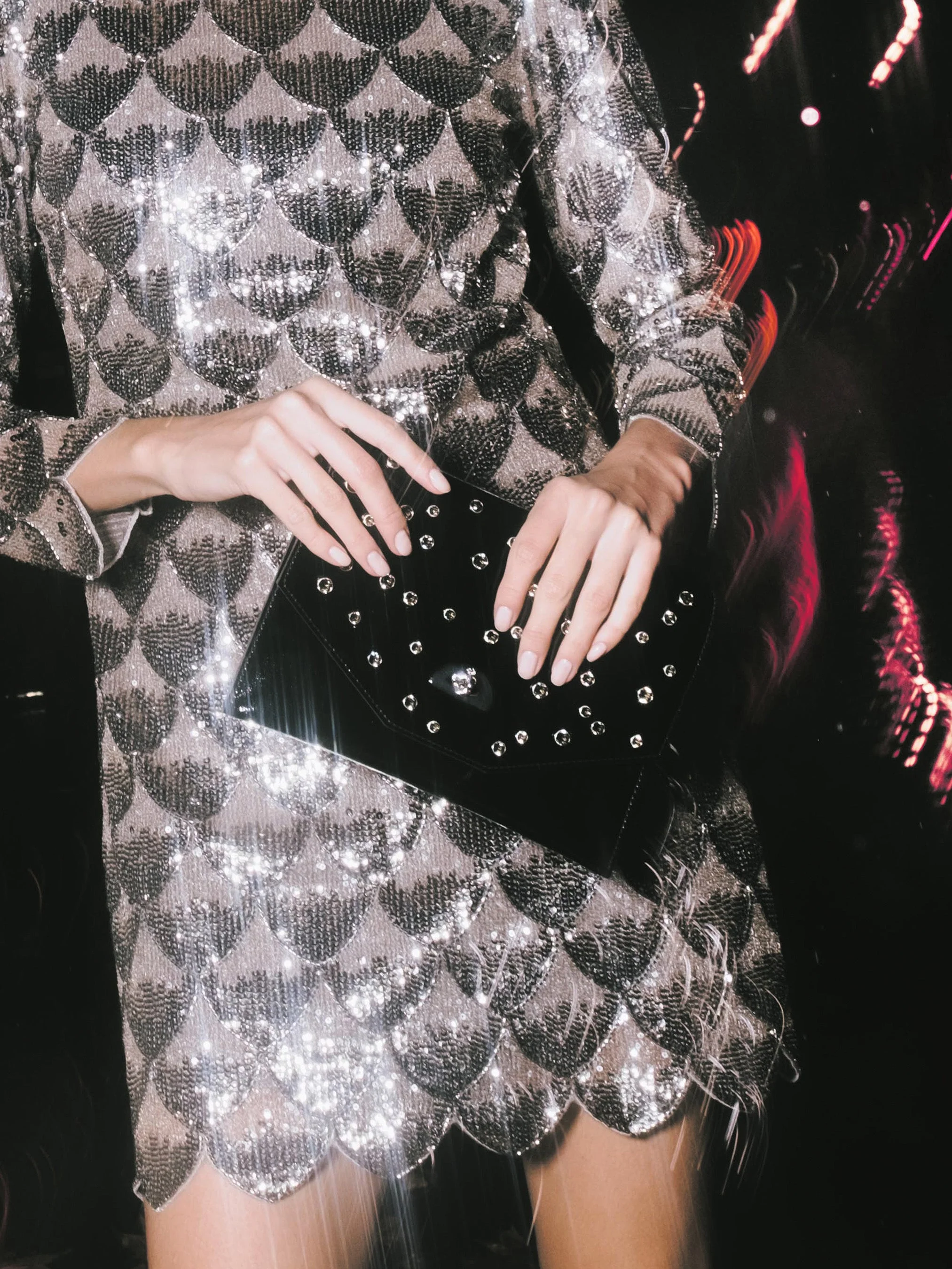 The Twist Lock Pouch - High Shine Black with Swarovski® Crystals - Image 2