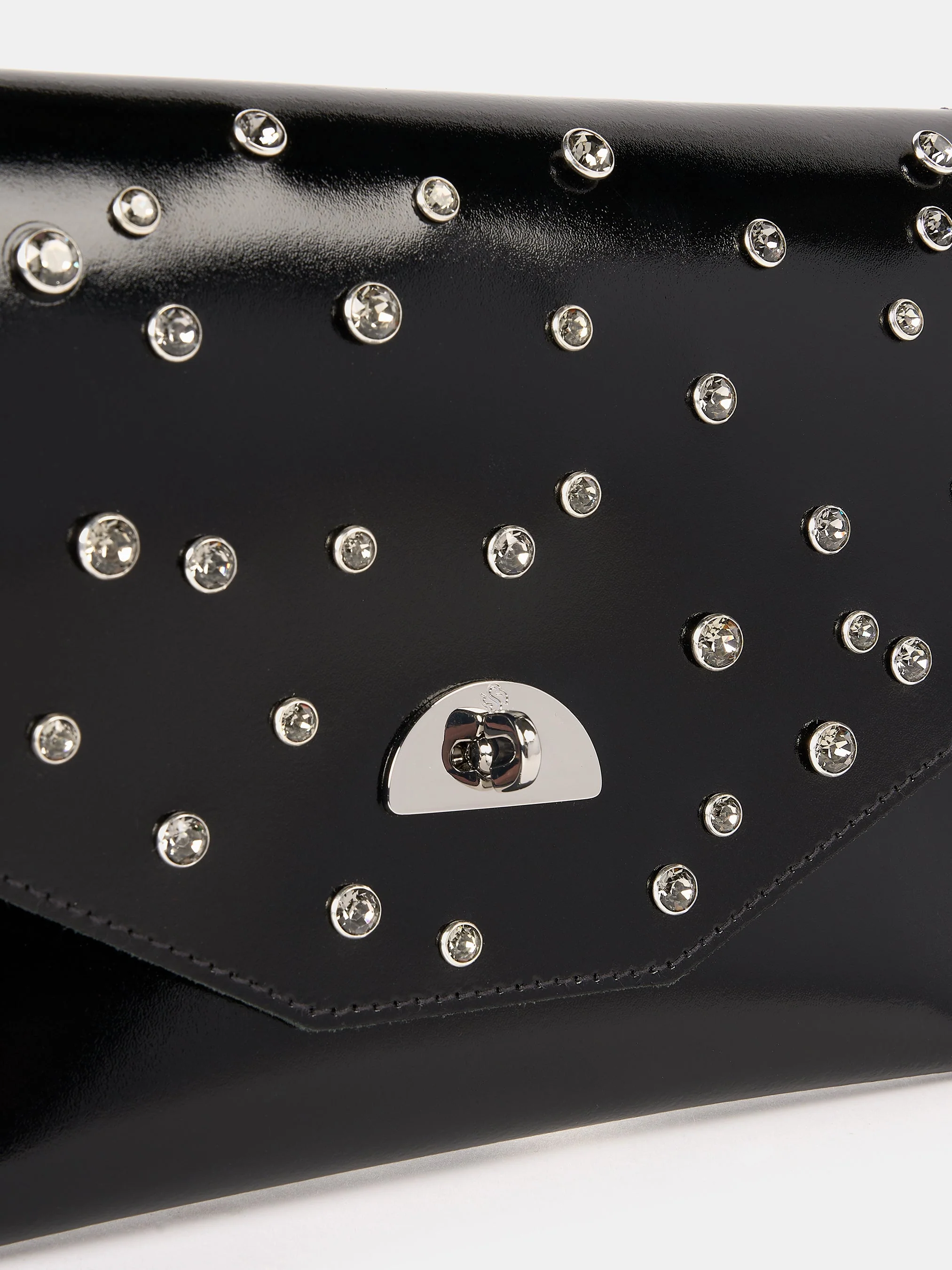 The Twist Lock Pouch - High Shine Black with Swarovski® Crystals - Image 4