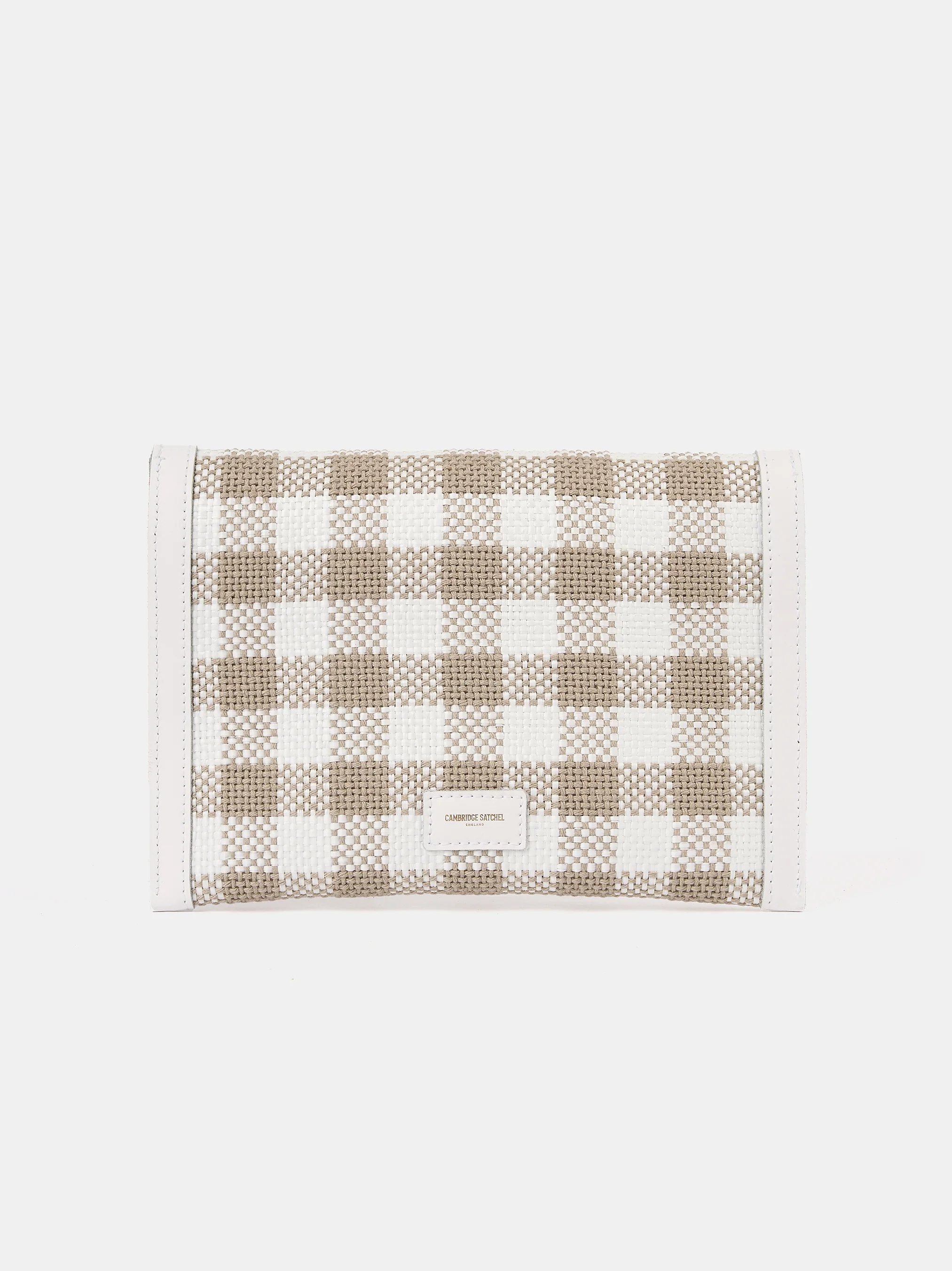 The Twist Lock Pouch - Taupe Plaid & Brilliant White - Image 3